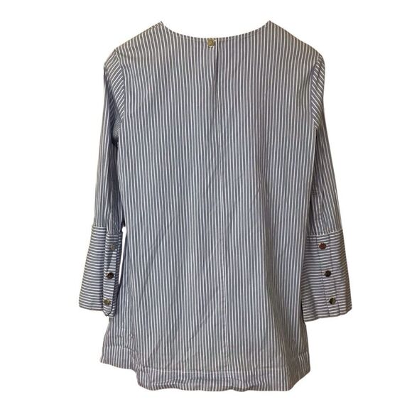 Zara Woman Blue White Striped High Low Tunic Blouse M - Picture 4 of 15